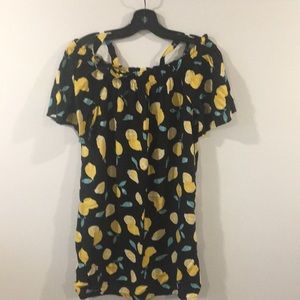 PEYTON & PARKER Off Shoulder Lemon Print Size M